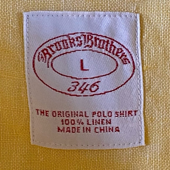 BROOKS BROTHERS 346 MEN’S 100% LINEN SHIRT YELLOW SIZE LARGE - Picture 8 of 15